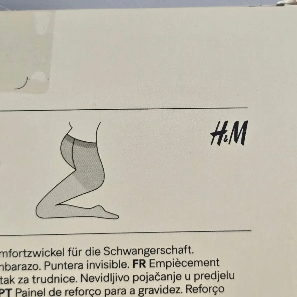 H&M Mama Tights Black Semi Shiny 2-Pack Women M Maternity Hosiery Invisible Toe‎